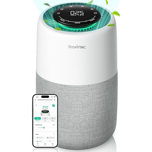 Air Purifier for Home Bedroom, HEPA Air Purifier with PM2.5 Air Quality Monitor, 5-Stage Filtration Smart Air Purifiers for Home Pets with Quiet Sleep Mode, 10 Speeds, Covers up to 916 Ft²