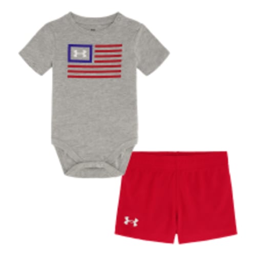 Under Armour Freedom Flag Banner Short-Sleeve Bodysuit and Shorts Set for Babies