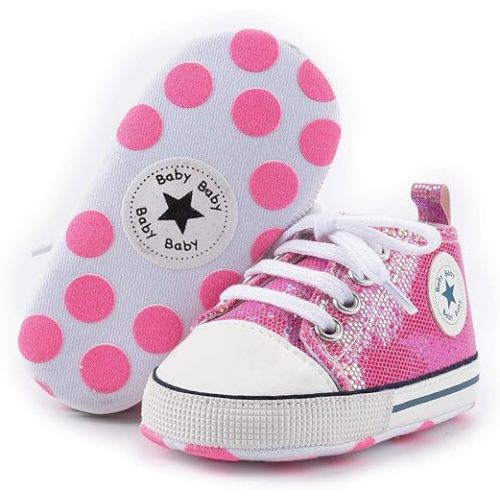 Unisex Baby Girls Boys Canvas High-top Shoes, Newborn Infant Anti-Slip Soft Sole Frist Walking Breathable Sneakers
