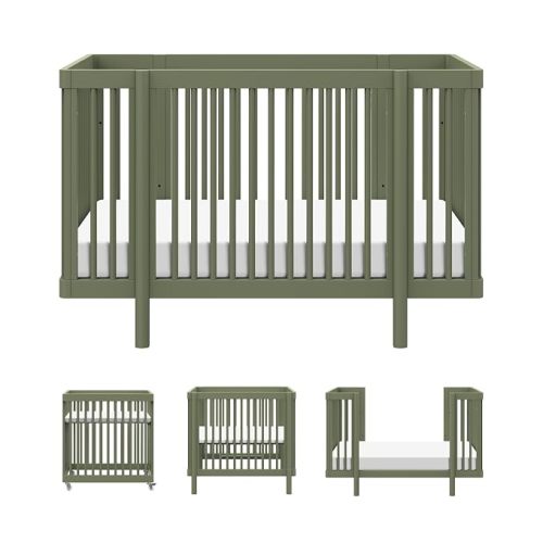 babyletto Pogo All-Stages 8-in-1 Convertible Baby Crib, Olive Green