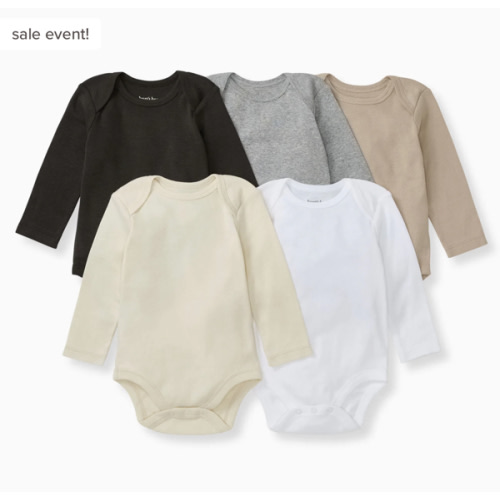 Solid Organic Cotton Long Sleeve Baby Bodysuits 5 Pack - Ash – Burt's Bees Baby
