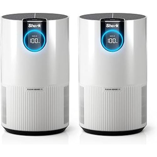 Shark Air Purifier for Home, Clean Sense, for Bedroom, Nursery, Home Office, Dorm, HEPA-Exceeding Filter, Captures Pollutants, Pet Dander, Dust, Odor, Smoke, and More, HP102PK2, White
