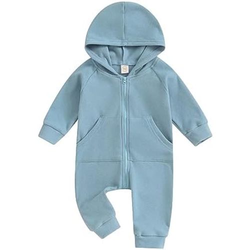 FYBITBO Infant Baby Boys Girls Clothing Zipper Hooded Jumpsuit Romper Long Sleeve Onesie Outfit Fall Winter Warm Clothes