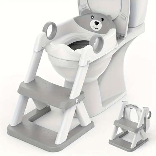 1 Pc Universal Children's Toilet Ladder Seat, Baby Toilet Training Seat, With Anti Slip Handle, Splash Proof Design, Reinforced Support.