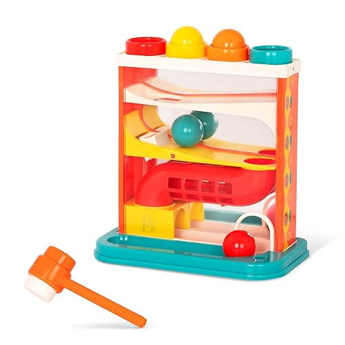 B. toys- Whacky Ball- Pounding Toy – 4 Colorful Balls & Hammer – Pound & Play – Developmental & Educational Toy for Toddlers, Kids – 12 Months +
