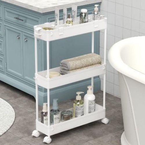 YIGII Slim Storage Cart 3 Tier,Bathroom Organizer Rolling Utility,Mobile Shelving Unit Slide Out for Kitchen, Laundry Room & Narrow Places