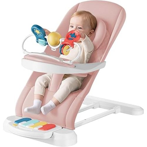 Monamii Baby Bouncer, Easy to Assemble Baby Bouncer Seat with Feeding Tray