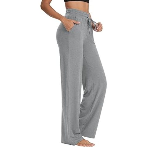 Sarin Mathews Womens Yoga Sweatpants Wide Leg Lounge Pajamas Pants Comfy Drawstring Workout Loose Pants with Pockets