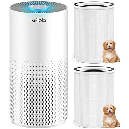 Afloia Air Purifiers for Home Large Room Up to 1076 Ft², Kilo White, Afloia Pet Allergy Filter for Kilo, 2 Pack