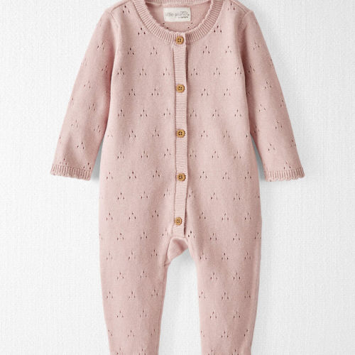 Perfect Pink Baby Organic Cotton Sweater Knit Pointelle Jumpsuit | Carter’s Oshkosh Canada