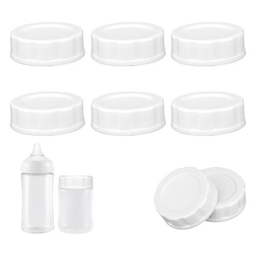 6pcs Baby Bottle Caps Compatible with Pigeon & Lansinoh Bottles, Travel and Storage Bottle Lids Replacement (White)