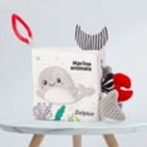 Baby Cloth Book Sensory Toys, Black and White Crinkle Tails Cloth Activity Books, Soft Books for Baby 0 2 Years, Early Development Toys with Sound for NewBorn 0-6 Months