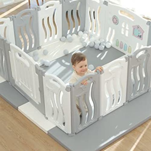 Baby Playpen Kids Activity Centre Safety Play Yard Home Indoor Outdoor New Pen (Multicolour) (White) (White)