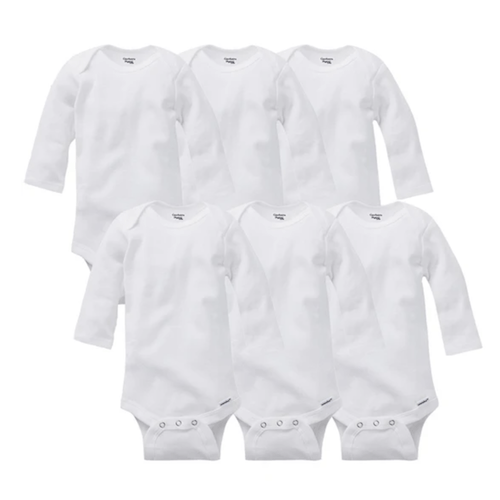 Gerber 6-Pack White Organic Onesies® Brand Long Sleeve Bodysuits