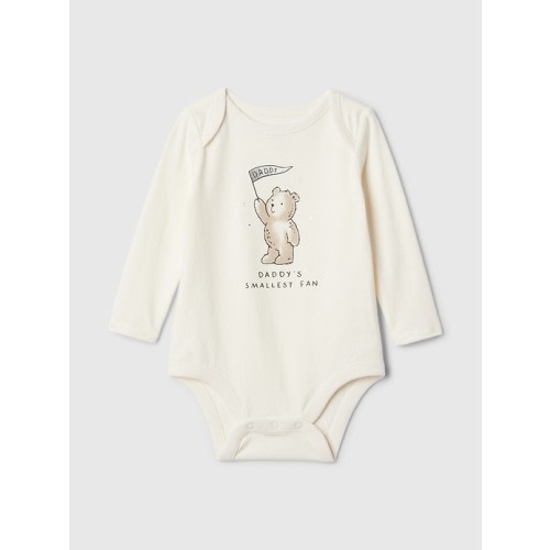 Baby First Favorites Organic Cotton Bodysuit in ivory frost dad, size: 0-3 M