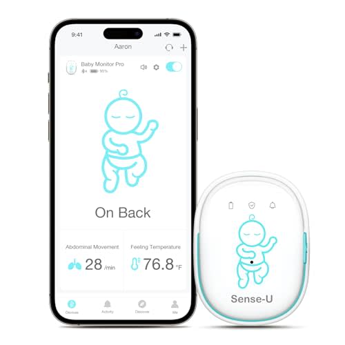 Sense-U Pro Baby Movement Monitor with Arousal Vibration, Movement/Rollover/Overheating Alerts, Audible & App Notifications, Easy Clip-On Design, Smart Sleep Monitor, FSA/HSA Eligible