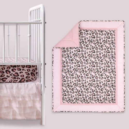 The Peanutshell Leopard Blush Baby Crib Bedding Set - Pink/animal - 3pc