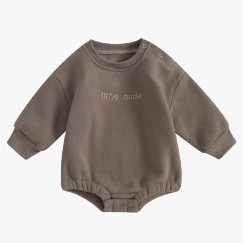 VISGOGO Newborn Infant Baby Boy Girls Oversized Romper Little Dude Sweater Onesie Coming Home Outfit Neutral Clothes