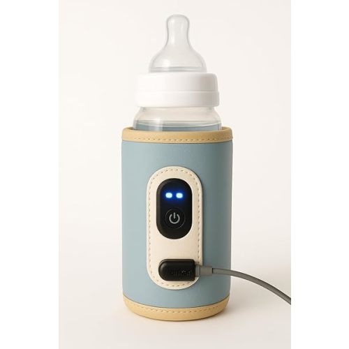 Travel Baby Bottle Warmer with USB – Digital Display, Adjustable Heating, Insulated Portable Sleeve for Warming Milk, Formula & More – Great for Car Trips, Strollers & On-The-Go Feeding