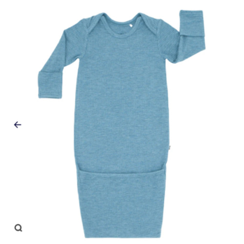 Heather Blue Ribbed Infant Gown - Little Sleepies