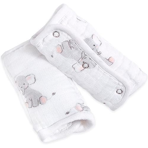 Aden by aden + anais Strap Cover; 100% Cotton Muslin Strap Covers with 100% Polyester Fill; 2-Pack; Safari Babes - Elephant