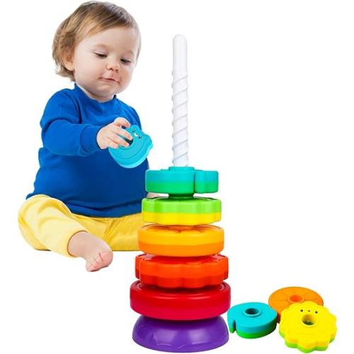 Montessori Toys for 1+ Year Old, Educational Stacking Spinning Baby Toys, Learning Toys Sensory Toys for Toddlers 1-3, Christmas Birthday Easter Gift for Babies 12-18 Months