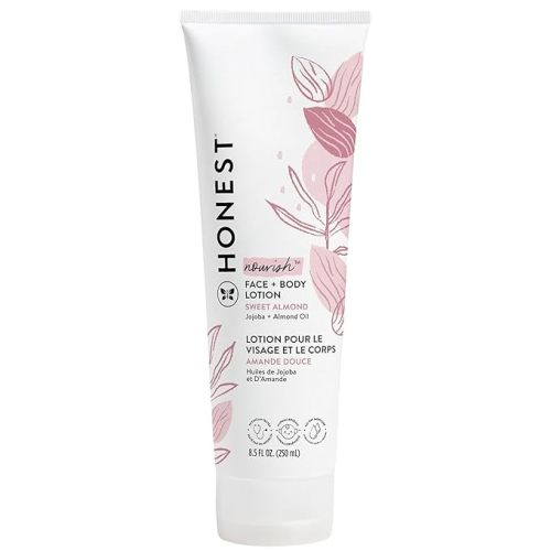 The Honest Company Hydrating Face + Body Lotion | Fast Absorbing, Naturally Derived, Hypoallergenic | Sweet Almond Nourish, 8.5 fl oz - 8.5 Fl Oz (Pack of 1)