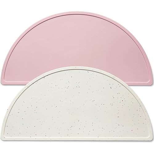 Silicone Placemats for Babies, Toddlers & Kids, BPA-Free Non-Slip Baby Table Mat Food Mats, 2 Pack