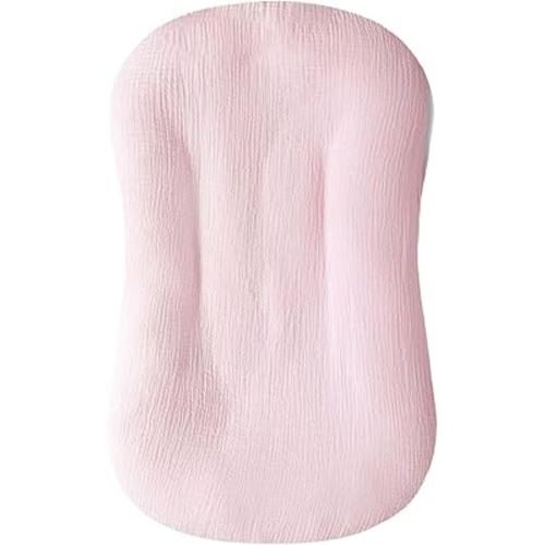 Hooyax Muslin Baby Lounger Cover Soft Organic Cotton Slipcover Fits Newborn Lounger for Baby Boys and Girls (Pink)