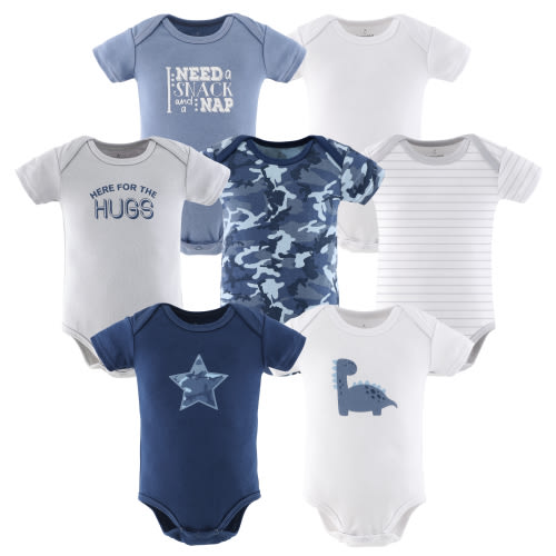 The Peanutshell Baby Boy Bodysuits, 7-Pack, Blue Camo