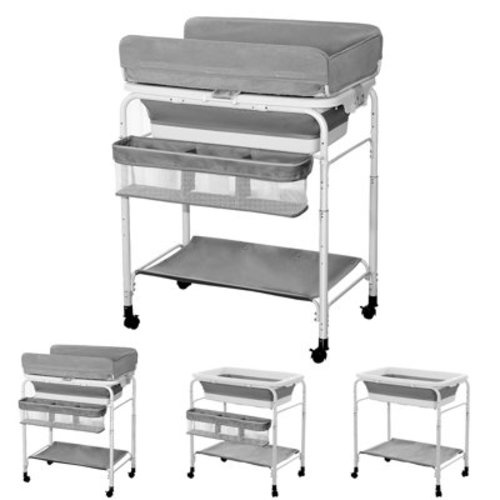 Zoomie Kids Foldable Baby Changing Table Baby Tub with Wheels 5 Adjustment 32.6-37.4"H for Infant and Newborn | Wayfair
