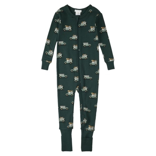 Safari SUV Print One Piece Organic Cotton Convertible Footie Pajamas, 18M