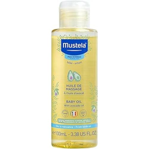 Mustela Baby Oil - Moisturizing Oil for Massage - with Natural Avocado, Pomegranate & Sunflower Oil - 3.38 fl. Oz