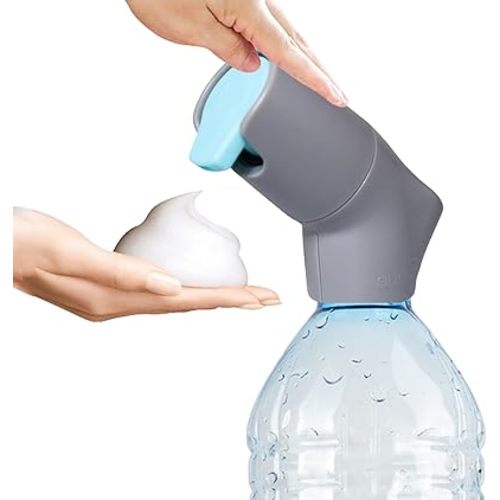 Portable Hand Washing Station Refillable Cap Universal Fit for Most Disposable Water Bottles with Foam Soap Reservoir, Hand Foam Soap Station for Travel, Camping, Outdoor Sink Solution