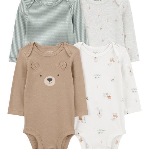 Multi Baby 4-Pack Bear Long-Sleeve Bodysuits | Carter’s Oshkosh Canada