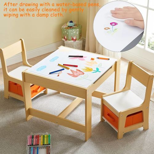 Amazon.com: GTOLV Kids Table and Chair Set, 3 in 1 Wooden Activity Table with Storage Drawer for Toddlers Drawing, Reading, Crafts, 2 in 1 Detachable Tabletop Table Set for Nursery, Playroom : Home & Kitchen