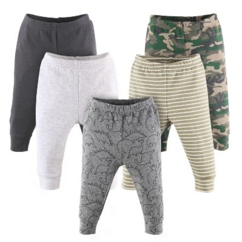 The Peanutshell 5-Pack Baby Pants, Camo Dino, Size: 3-6m