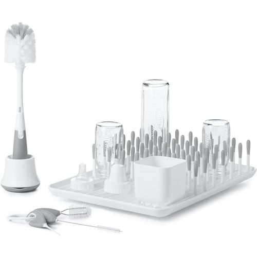 OXO Tot Bottle and Cup Gray Plastic Handle Glass Cleaning Brush - Cleaning & Drying Set