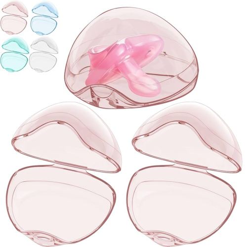 Smlpuame Pacifier Case,3 Pack BPA Free Pacifier Holder Case,Transparent Container Box for Baby Binky(Not Included),Essential Pacifier Accessories,Alway Keep Paci Clean,Easy to Clean(Pink)