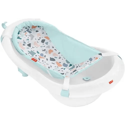 Fisher-Price Baby to Toddler Bath 4-In-1 Sling ‘N Seat Tub with Removable Infant Support and 2 Toys, Pacific Pebble