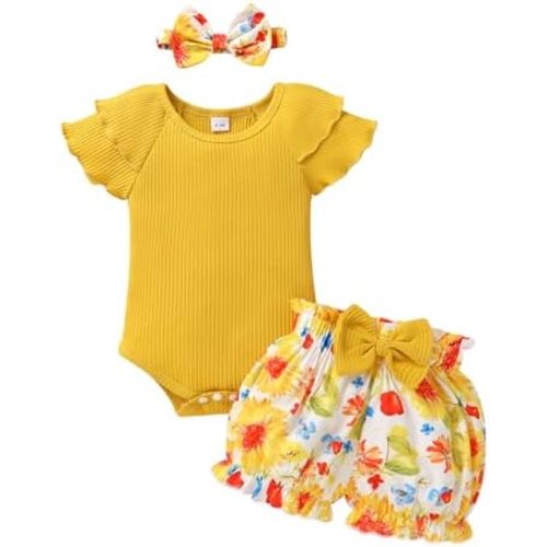 YOUNGER TREE Newborn Infant Baby Girl Clothes Romper Shorts Set Floral Summer Outfits Cute Baby Girl Clothing