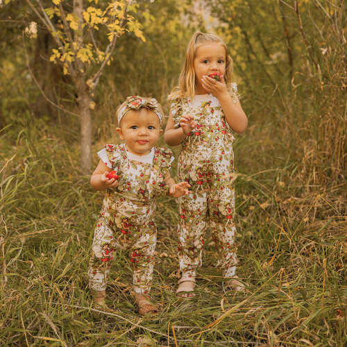 Strawberry Fairy French Terry Ruffled Overalls