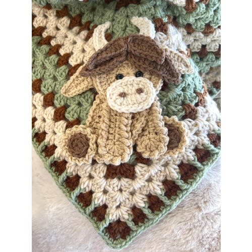 Crochet highland cow baby blanket