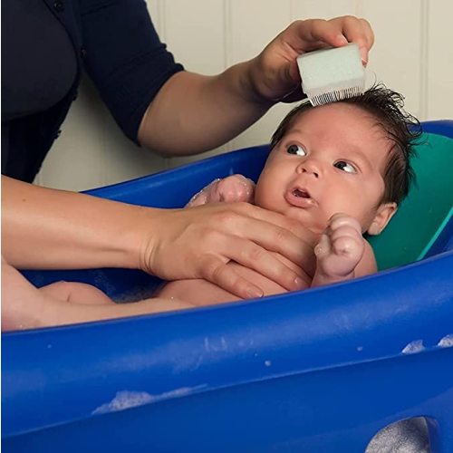 Scalp Scrubbie Loofah Sterilized Cradle Cap Brush - 3-pk Sterile and Safe 2 in 1, Baby Bath Sponge | for Treatment Time Puff, Multicolored