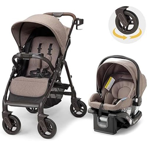 Graco Merge Travel System - Swivel Wheel Baby Stroller Car Seat Combo, Travel System Stroller with 360-Degree Rotating Wheels