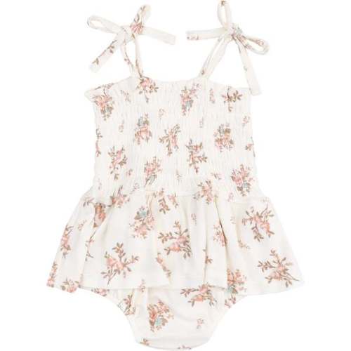 Smocked Bubble with Skirt, Vintage Rosebuds