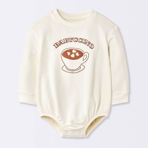 Baby Babyccino Sweatshirt Bubble Romper - Cloud Island™ Off-White 0-3M
