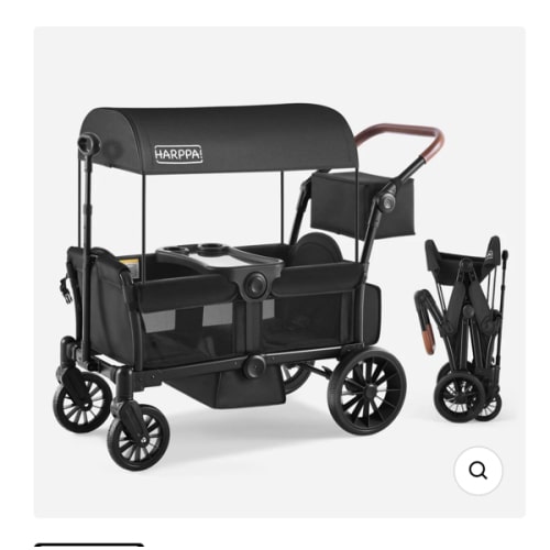 HARPPA | All-Terrain Wagon Stroller for 2 with Canopy – Foldable 2-Seat Wagon for Beach, Park & Camping Adventures