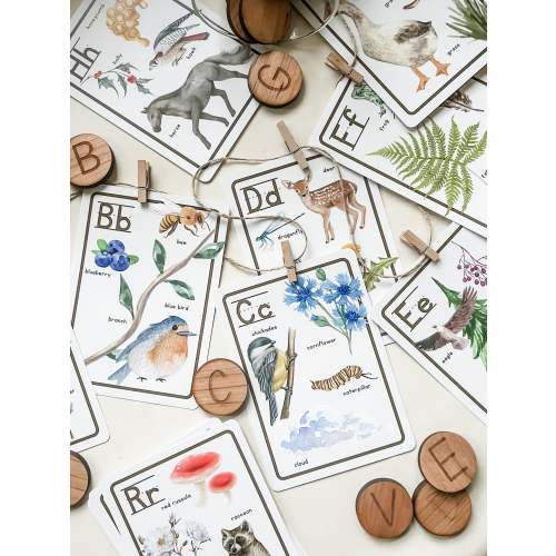 Nature Alphabet Flashcards | Chickadees Wooden Toys