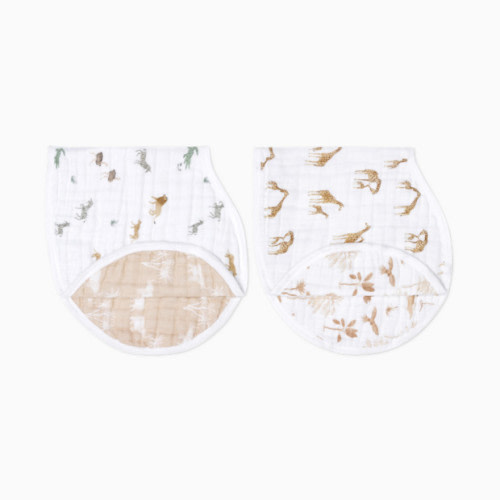 Organic Muslin Burpy Bibs (2 Pack) - Safari Dreams